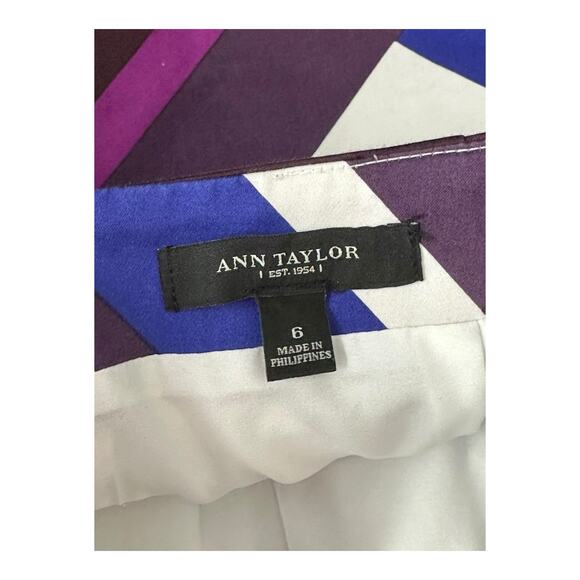 Ann Taylor Skirt Womens 6 Pencil Straight Purple Blue Stripe Stretch Office Work - Picture 3 of 6